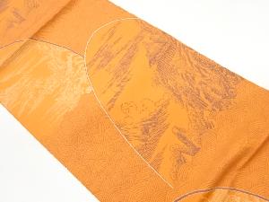 山並に寺院風景模様織出し名古屋帯